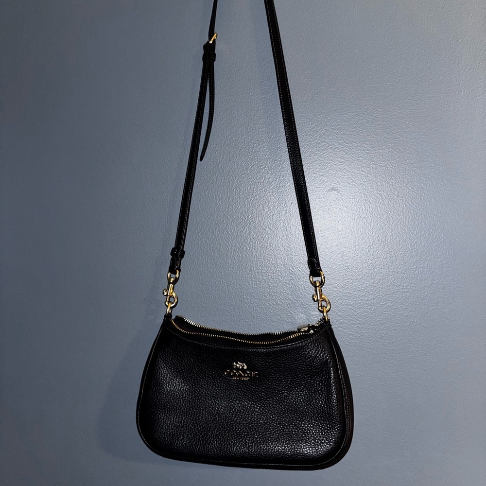 Coach Black Crossbody Bag with Pebbled Leather